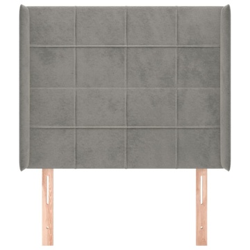 Tăblie de pat cu aripioare gri deschis 93x16x118/128 cm catifea - Img 3