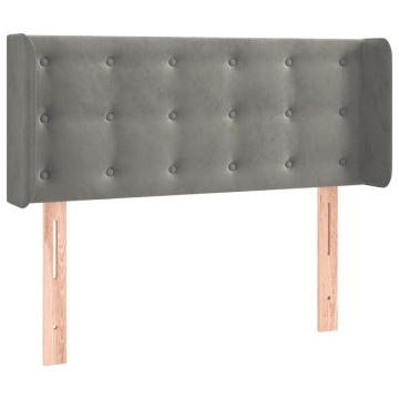Tăblie de pat cu aripioare gri deschis 93x16x78/88 cm catifea - Img 2