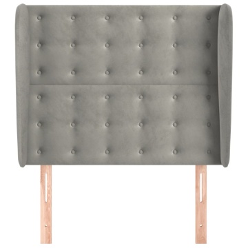 Tăblie de pat cu aripioare gri deschis 93x23x118/128 cm catifea - Img 3