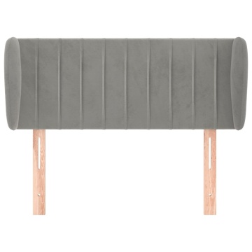 Tăblie de pat cu aripioare gri deschis 93x23x78/88 cm catifea - Img 3