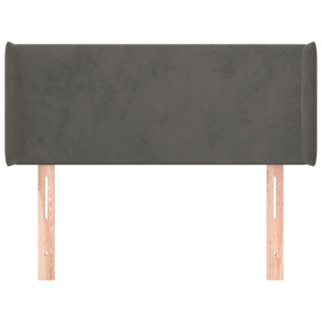 Tăblie de pat cu aripioare gri închis 103x16x78/88 cm catifea - Img 3
