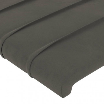Tăblie de pat cu aripioare gri închis 103x23x118/128 cm catifea - Img 8