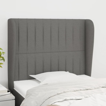Tăblie de pat cu aripioare gri închis 103x23x118/128 cm textil - Img 1