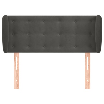 Tăblie de pat cu aripioare gri închis 103x23x78/88 cm catifea - Img 3
