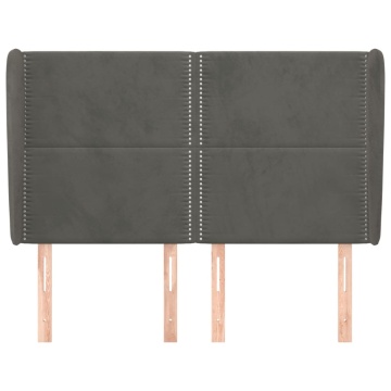 Tăblie de pat cu aripioare gri închis 147x23x118/128 cm catifea - Img 3