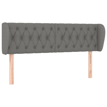 Tăblie de pat cu aripioare gri închis 147x23x78/88 cm textil - Img 2