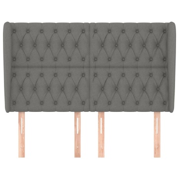 Tăblie de pat cu aripioare gri închis 163x23x118/128 cm textil - Img 3