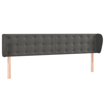 Tăblie de pat cu aripioare gri închis 163x23x78/88 cm catifea - Img 2
