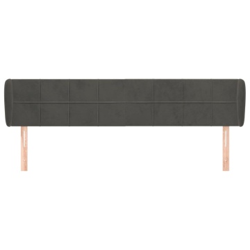 Tăblie de pat cu aripioare gri închis 183x23x78/88 cm catifea - Img 3