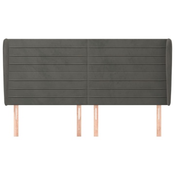 Tăblie de pat cu aripioare gri închis 203x23x118/128 cm catifea - Img 3
