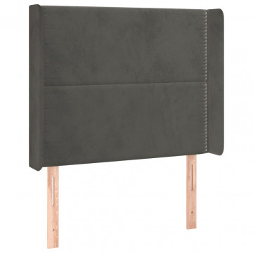 Tăblie de pat cu aripioare gri închis 83x16x118/128 cm catifea - Img 2