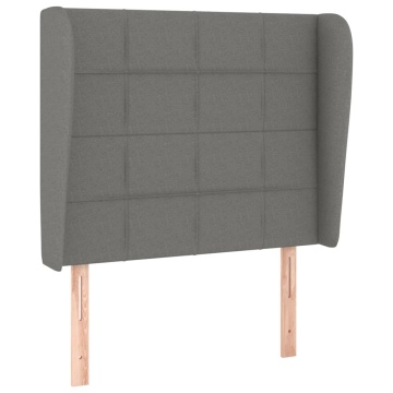 Tăblie de pat cu aripioare gri închis 83x23x118/128 cm textil - Img 2