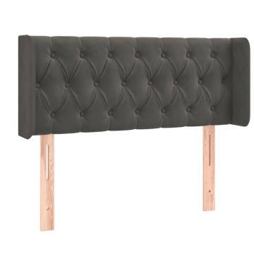 Tăblie de pat cu aripioare gri închis 93x16x78/88 cm catifea - Img 2