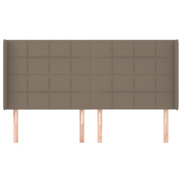 Tăblie de pat cu aripioare gri taupe 183x16x118/128 cm textil - Img 3