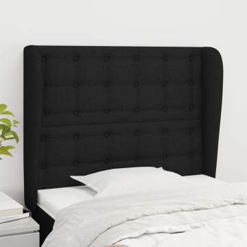 Tăblie de pat cu aripioare, negru, 103x23x118/128 cm, textil - Img 1