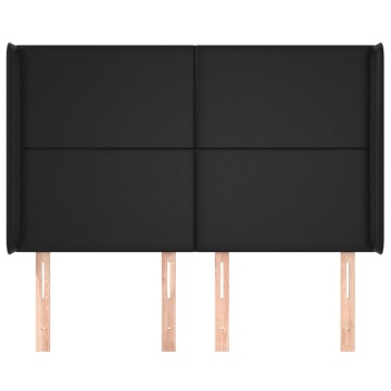 Tăblie de pat cu aripioare, negru, 147x16x118/128 cm, piele eco - Img 3
