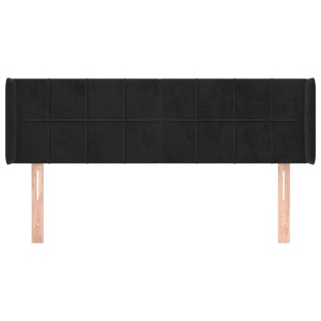 Tăblie de pat cu aripioare negru 147x16x78/88 cm catifea - Img 3