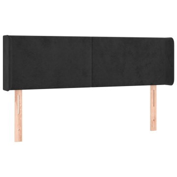 Tăblie de pat cu aripioare negru 147x16x78/88 cm catifea - Img 2