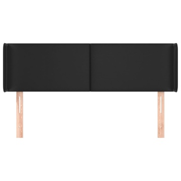 Tăblie de pat cu aripioare negru 147x16x78/88cm piele ecologică - Img 3