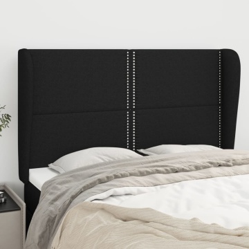 Tăblie de pat cu aripioare, negru, 147x23x118/128 cm, textil - Img 1