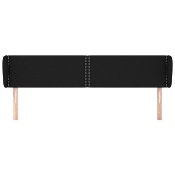 Tăblie de pat cu aripioare negru 183x23x78/88 cm textil - Img 3