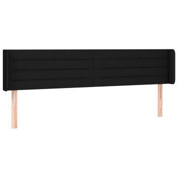 Tăblie de pat cu aripioare negru 203x16x78/88 cm textil - Img 2