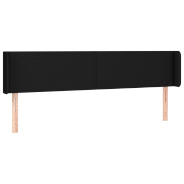 Tăblie de pat cu aripioare negru 203x16x78/88 cm textil - Img 2