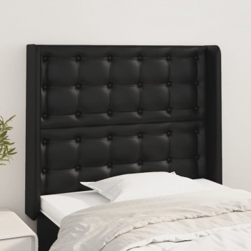 Tăblie de pat cu aripioare, negru, 93x16x118/128 cm, piele eco - Img 1