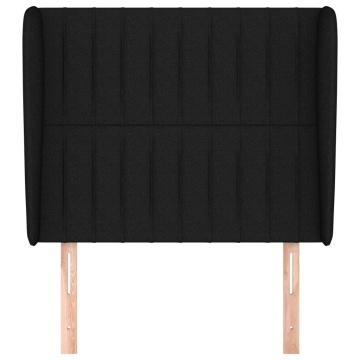Tăblie de pat cu aripioare, negru, 93x23x118/128 cm, textil - Img 3