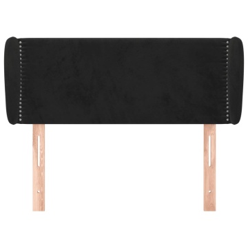 Tăblie de pat cu aripioare negru 93x23x78/88 cm catifea - Img 3
