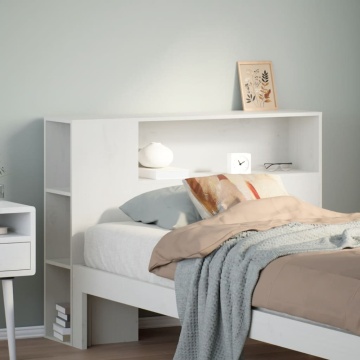 Tăblie de pat cu depozitare alb 75 cm lemn masiv de pin - Img 1