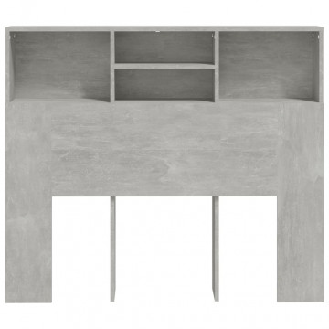Tăblie de pat cu dulap, gri beton, 120x19x103,5 cm - Img 8