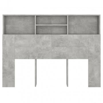 Tăblie de pat cu dulap, gri beton, 140x19x103,5 cm - Img 8