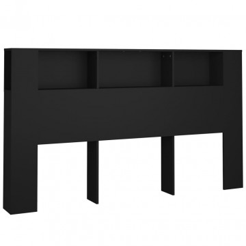 Tăblie de pat cu dulap, negru, 180x18,5x104,5 cm - Img 2