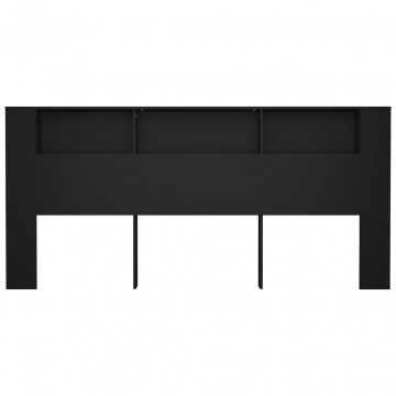 Tăblie de pat cu dulap, negru, 220x18,5x104,5 cm - Img 4