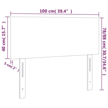 Tăblie de pat cu LED, albastru, 100x5x78/88 cm, textil - Img 5