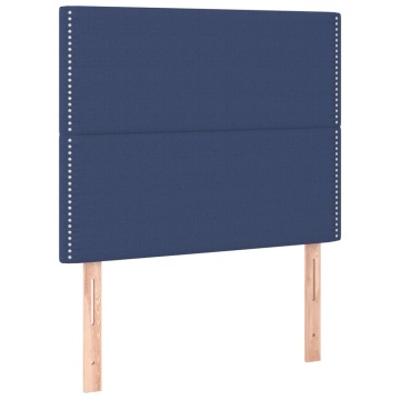 Tăblie de pat cu LED, albastru, 90x5x118/128 cm, textil - Img 4