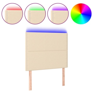 Tăblie de pat cu LED, crem, 100x5x118/128 cm, textil - Img 2