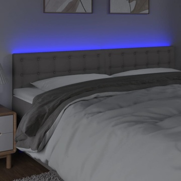Tăblie de pat cu LED, gri, 180x5x78/88 cm, piele ecologică - Img 3