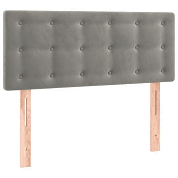 Tăblie de pat cu LED, gri deschis, 100x5x78/88 cm, catifea - Img 4