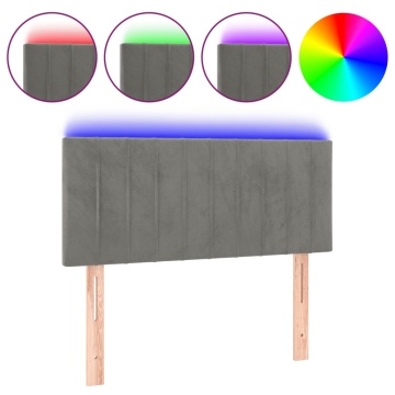 Tăblie de pat cu LED, gri deschis, 100x5x78/88 cm, catifea - Img 2