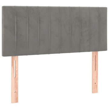 Tăblie de pat cu LED, gri deschis, 100x5x78/88 cm, catifea - Img 4