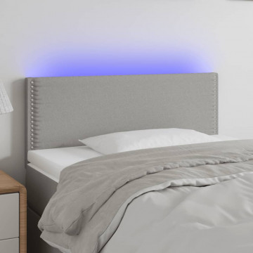 Tăblie de pat cu LED, gri deschis, 100x5x78/88 cm, textil - Img 1
