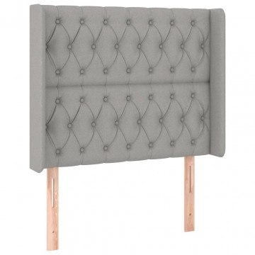 Tăblie de pat cu LED, gri deschis, 103x16x118/128 cm, textil - Img 3