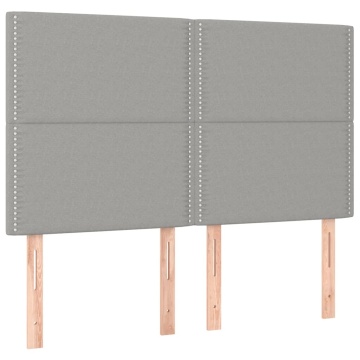 Tăblie de pat cu LED, gri deschis, 144x5x118/128 cm, textil - Img 4