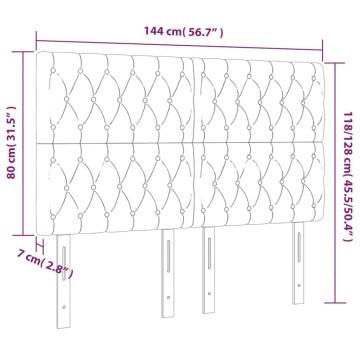 Tăblie de pat cu LED, gri deschis, 144x7x118/128 cm, catifea - Img 5