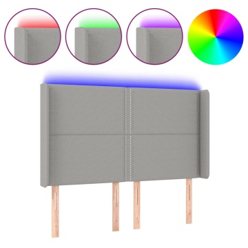 Tăblie de pat cu LED, gri deschis, 147x16x118/128 cm, textil - Img 2