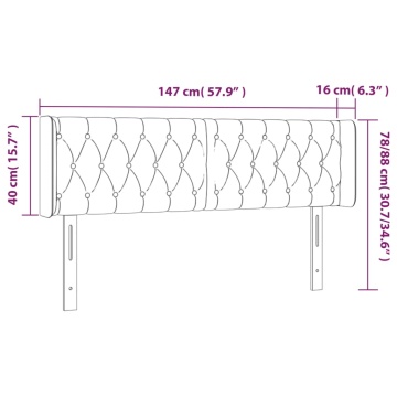 Tăblie de pat cu LED, gri deschis, 147x16x78/88 cm, catifea - Img 5