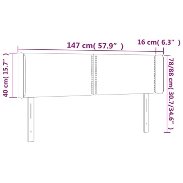 Tăblie de pat cu LED, gri deschis, 147x16x78/88 cm, textil - Img 5