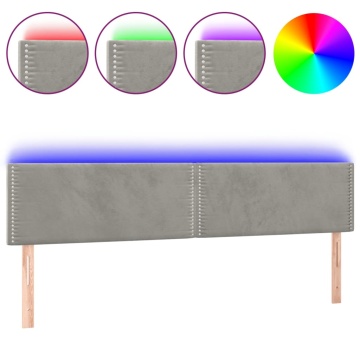 Tăblie de pat cu LED, gri deschis, 160x5x78/88 cm, catifea - Img 2